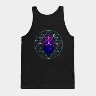 Sacred Geometry Deer Skull Figure Meditating Tank Top